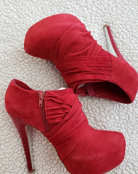 H by Halston | Aida | Ruby Red | Stiletto Booties - Picture 6 of 8